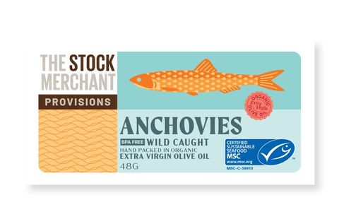 The Stock Merchant Provisions MSC Anchovies in Organic Extra Virgin Olive Oil 48g