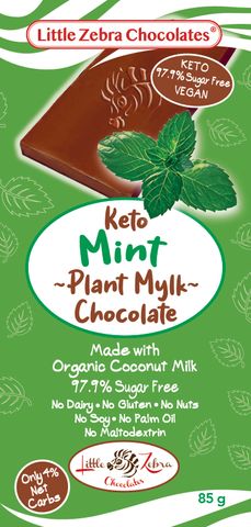 Little Zebra Chocolates Keto Mint Plant Mylk Chocolate 85g - Box of 12
