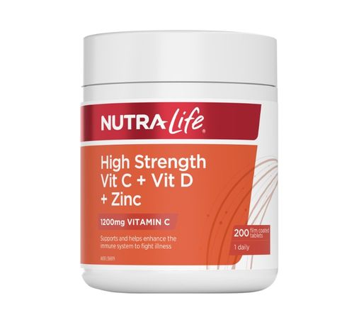 NL High Strength VIT C + VIT D + Zinc 200T