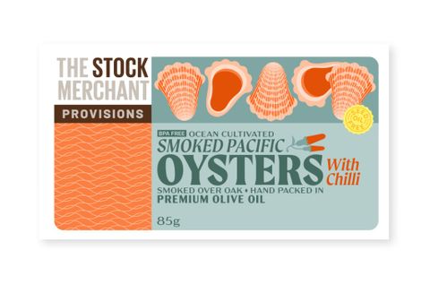 The Stock Merchant SPICY Smoked Oysters Olive Oil 85g