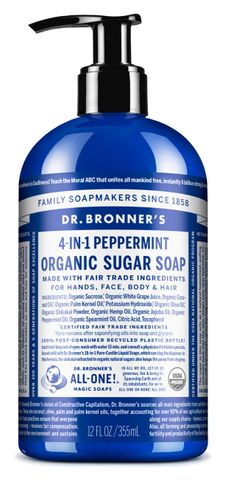 Dr Bronner's Organic Pump Soap Peppermint 355ml