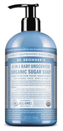 Dr Bronner's Hand & Body Pump Soap Baby Unscented 355ml