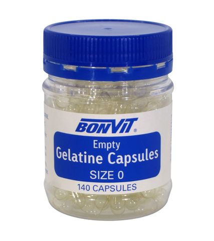 Bonvit Empty Gelatine Capsules 'O' size 140 capsules
