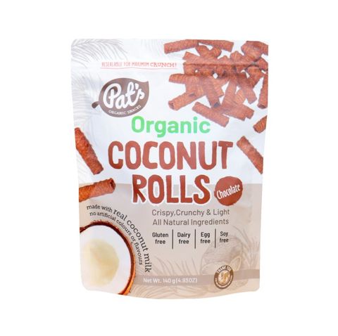 Pat's Organic Snacks Coconut Rolls Chocolate 140g - Box of 12