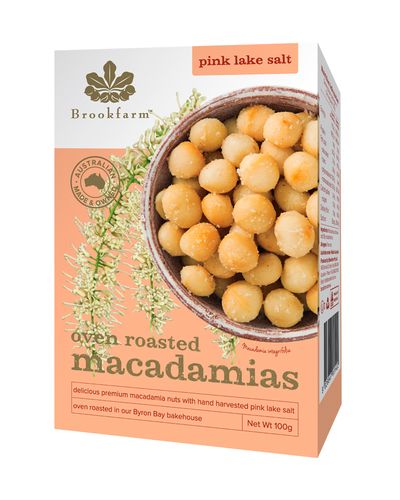 Brookfarm Prem Whole Oven Roast Macadamias Pink Lake Salt 100g