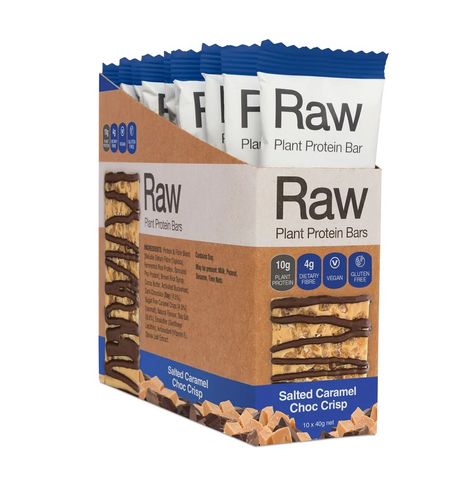 Amazonia Raw Protein Bar Salted Caramel Choc Crips 40g - Box of 10