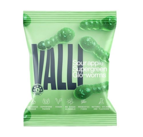 Valli Sour Apple Gummy Supergreen Glo-worm 50g x 12