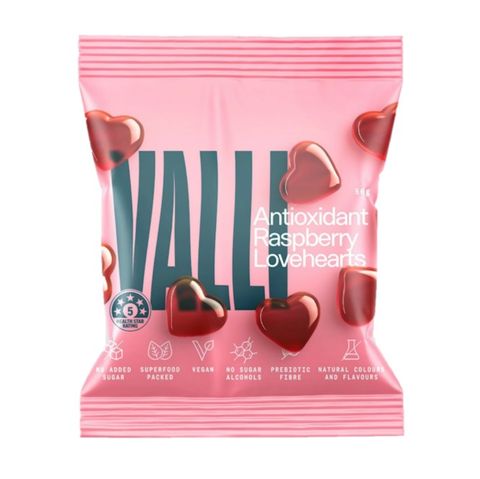 Valli Antioxidant Raspberry Gummy Hearts 50g - Box of 12