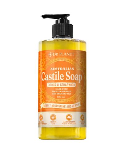 Dr Planet Castile Soap Citrus & Cedarwood 500mL Pump Bottle