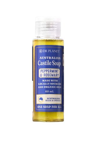 Dr Planet Organic Castile Soap Peppermint & Rosemary 60mL Fliptop Bottle