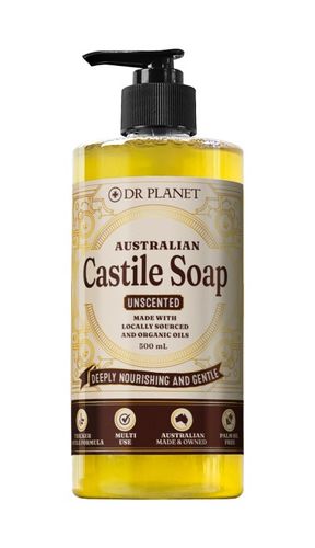 Dr Planet Organic Castile Soap Unscented 500mL Pump Bottle