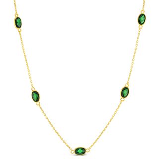 9Y CHAIN WITH GREEN STONE OVAL