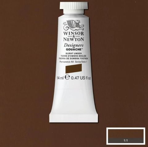 W&N D GOUACHE 14ML S1 BURNT UMBER 505