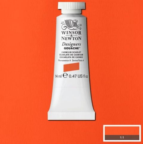 W&N D GOUACHE 14ML S4 CADMIUM SCARLET