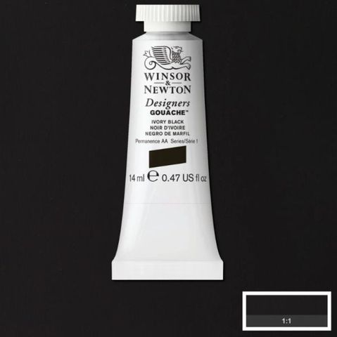 W&N D GOUACHE 14ML S1 IVORY BLACK