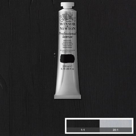 W&N ARTIST ACRYLIC 200ML S1 MARS BLACK