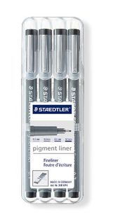 STAEDTLER PIGMENT LINER WALLET 4 BLACK