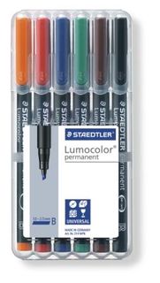 STAEDTLER LUMOCOLOR PEN 314 PERMANENT BROAD SET 6