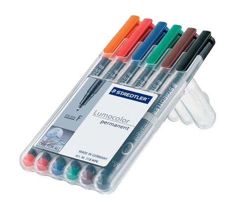 STAEDTLER LUMOCOLOR PEN 318 PERMANENT FINE SET 6