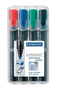 LUMOCOLOR PERMANENT MARKER 350 CHISEL TIP WALLET 4
