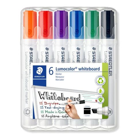 LUMOCOLOR WHITEBOARD MARKER 351 B CHISEL TIP SET 6