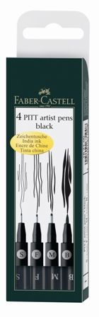 FABER PITT ARTIST PEN SET4 BLACK (S,F,M,B)