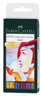 FABER PITT ARTIST BRUSH PEN SET 6 BASIC