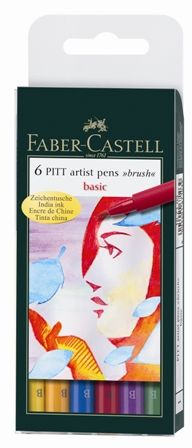 FABER PITT ARTIST BRUSH PEN SET 6 BASIC