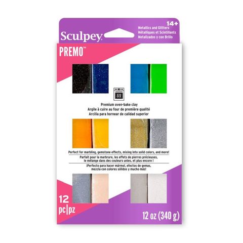 PREMO SCULPEY PACK METALLIC & GLITTERS 12X28G