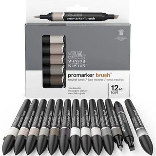 W&N PROMARKER BRUSH SET 12 + 1 NEUTRAL TONES