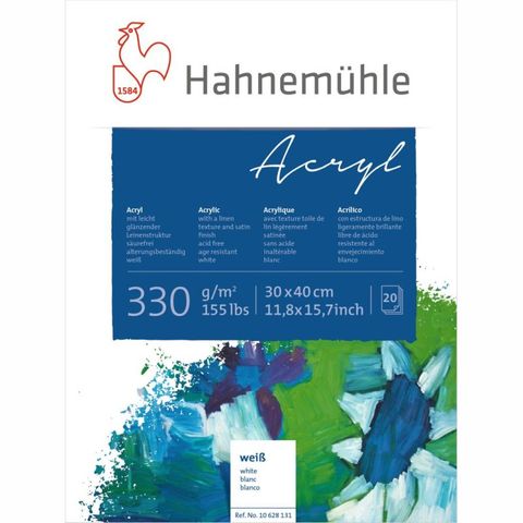 HAHNEMUHLE ACRYLIC PAPER 330G BLOCK 30X40CM 20 SHT