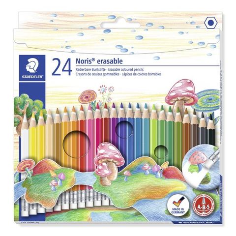 STAEDTLER NORIS ERASABLE COLOUR PENCIL PKT 24