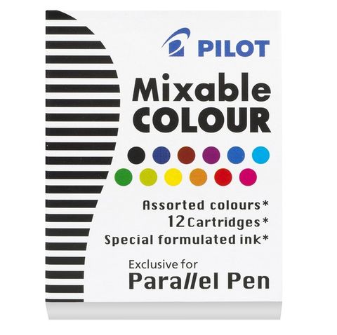 PILOT PARALLEL PEN INK CARTRIDGE COLOUR PKT12
