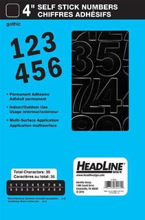 HEADLINE STICK ON NUMBERS 4" BLK