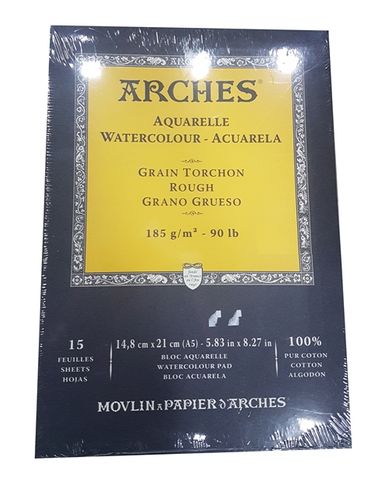 ARCHES WATERCOLOUR PAD 185G R 15 SHT A5