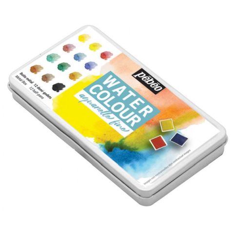 PEBEO WATERCOLOUR POCKET METAL BOX 12 HALF PAN