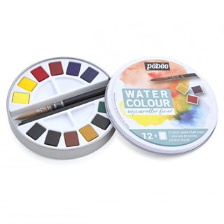 PEBEO WATERCOLOUR ROUND METAL BOX 12 HALF PANS