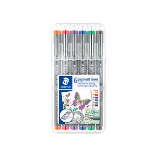 STAEDTLER PIGMENT LINER 0.5MM WLT6 COLOURS