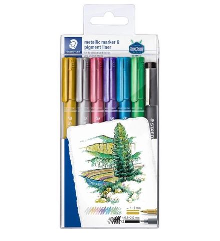 STAEDTLER DESIGN JOURNEY METALLIC MARKER SET 6+1