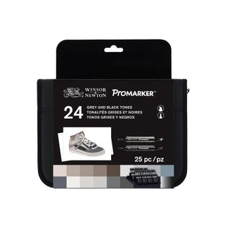 W&N PROMARKER SET 24 WALLET BLACK & GREYS