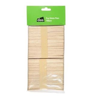 WOODEN POP STICKS PLAIN LARGE PKT100