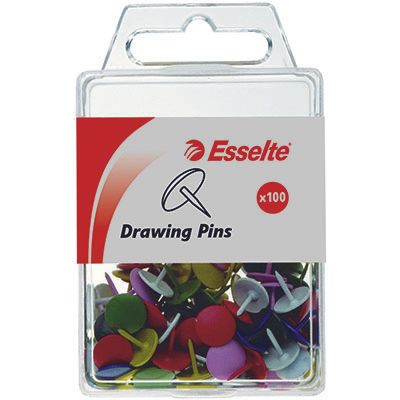 ESSELTE DRAWING PINS ASSORTED PKT100