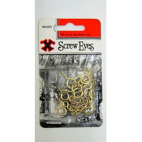 BAYONET SCREW EYES BRASSED 24 ASST S/M/L