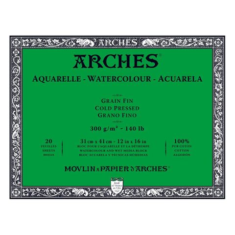 ARCHES WATERCOLOUR BLOCK 300G 20 SHT 41X51CM CP