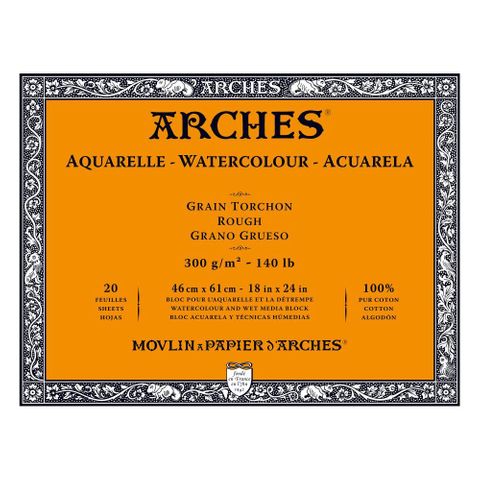ARCHES WATERCOLOUR BLOCK 300G 20 SHT 41X51CM ROUGH