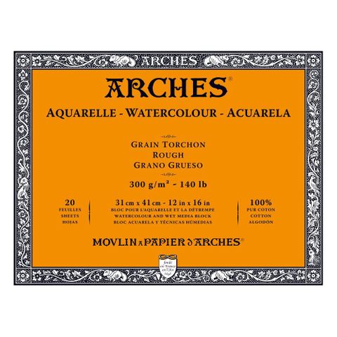 ARCHES WATERCOLOUR BLOCK 300G 20 SHT 31X41CM ROUGH