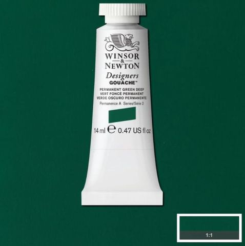 W&N D GOUACHE 14ML S2 PERMANENT GREEN DEEP