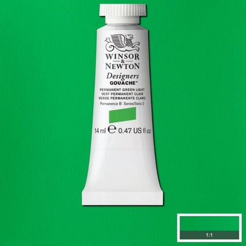 W&N D GOUACHE 14ML S2 PERMANENT GREEN LIGHT