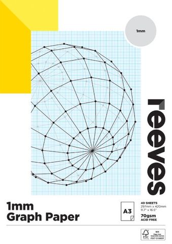 REEVES GRAPH PAPER PAD 1MM 70GSM A3
