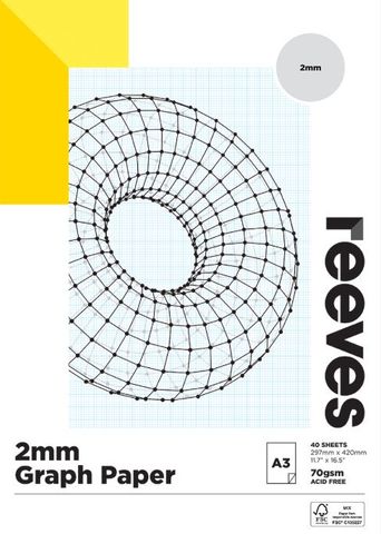 REEVES GRAPH PAPER PAD 2MM 70GSM A3